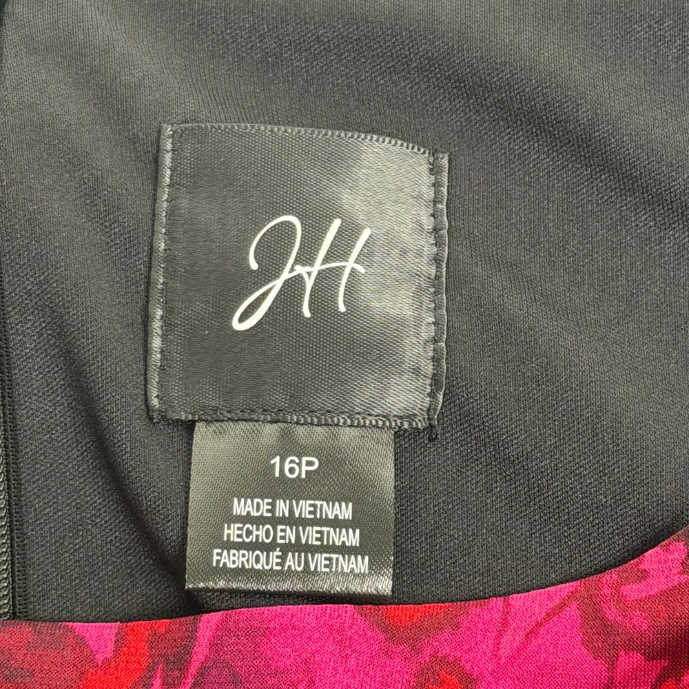 NWT Jessica Howard Black Pink Floral Bell Sleeve Sheath Cocktail Dress Size 16P - Picture 7 of 10
